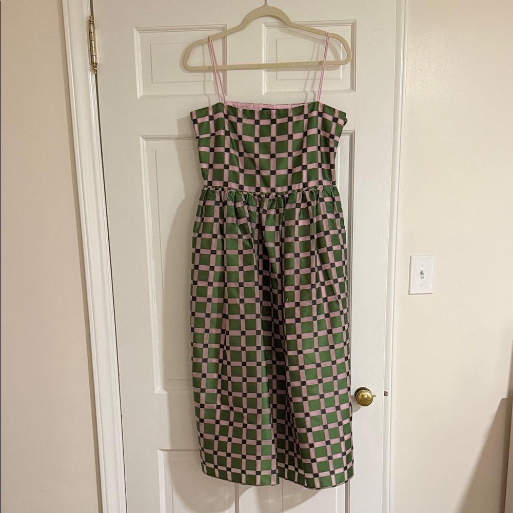 Stine Goya Green and Pink Checkered Dress Size 12